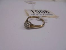 A 9ct gold diamond solitaire ring, size G, 2 grams.