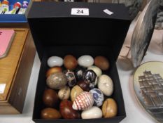 A box of eggs made from stone, marble, wood etc