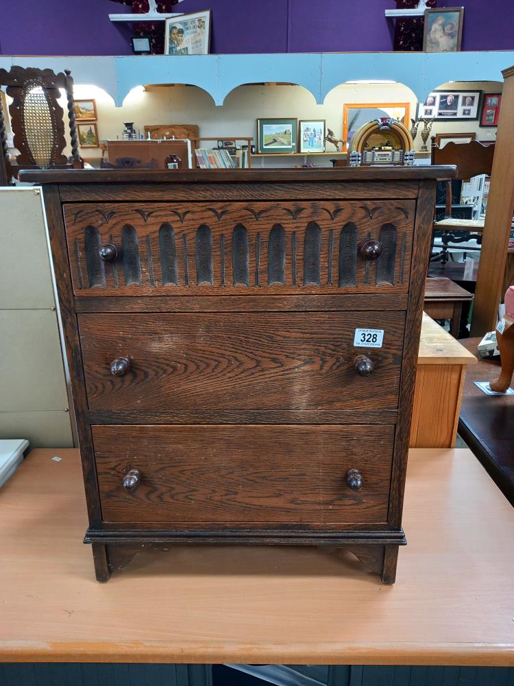 A 3 drawer dark wood cabinet COLLECT ONLY