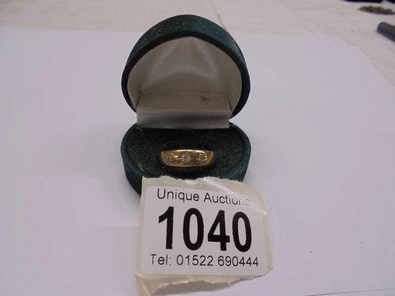 A 9ct gold ring, size Q half, 2.5 grams.