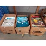 3 boxes of flight magazines, box 1 - 1951 - 51 issues, Box 2 1969 - 51 issues, Box 3 Flight engineer