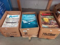 3 boxes of flight magazines, box 1 - 1951 - 51 issues, Box 2 1969 - 51 issues, Box 3 Flight engineer