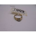 A 9ct gold floral diamond ring, size L, 1.6 grams.