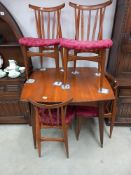 A 1960/70's teak drawer leaf table with 4 chairs COLLECT ONLY