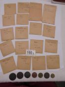 A collection of 18/19 century coins including George III, George IV, 1722 half penny,