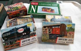 4 boxed Airfix 00 model railway kits & Peco & Merit