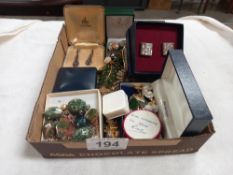 A mixed lot of earrings, brooches & cufflinks etc.