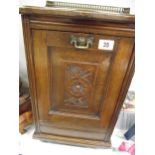 An Edwardian oak coal purdonium with classical brass galley, height 55cm - COLLECT ONLY