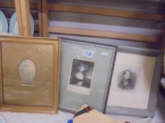 Two framed and glazed engravings and another picture entitled 'Windsor Castle from the Long Walk'.