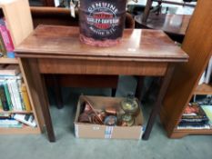 An Edwardian mahogany fold over card table COLLECT ONLY