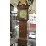 A brass faced inlaid oak Grandfather clock marked John Steel, COLLECT ONLY.