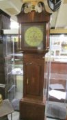 A brass faced inlaid oak Grandfather clock marked John Steel, COLLECT ONLY.