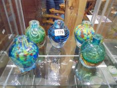 Five studio glass specimen vases.