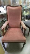 A mahogany framed arm chair, COLLECT ONLY.