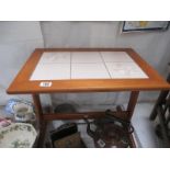 A retro tiled top table, height 48cm, top 58cm x 43cm - COLLECT ONLY