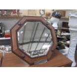 A hexagonal wood framed mirror 53cm x 53cm - COLLECT ONLY
