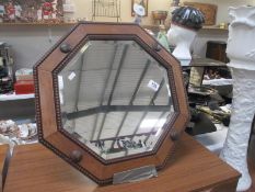 A hexagonal wood framed mirror 53cm x 53cm - COLLECT ONLY