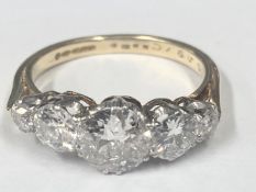 An 18ct 5 stone ring set early round brilliant/old cut diamonds, estimated diamond weight 4.25 cts.