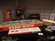 A quantity of games etc, including a Furby, Pocket pundits, cards, dominoes, cribbage board etc