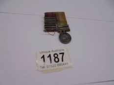 A 1901-1902 South Africa miniature medal with 2 bars and a ribbon with 6 bars -Belfast, Diamond Hill
