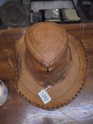 An old leather hat.