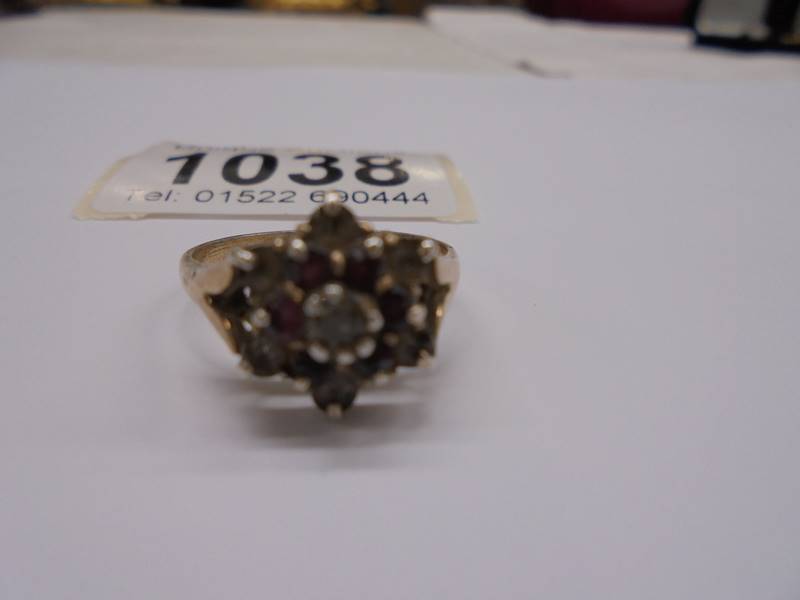 A 9ct gold cluster ring, size Q, 2.91 grams, (needs cleaning). - Image 2 of 2