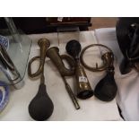 4 vintage brass hooter car horns