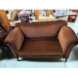 A 1920/30's brown Draylon drop end settee/sofa COLLECT ONLY