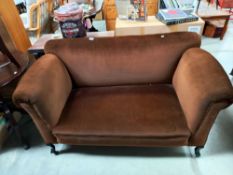 A 1920/30's brown Draylon drop end settee/sofa COLLECT ONLY