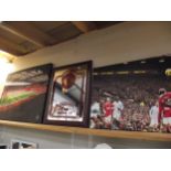 2 Manchester United canvas prints and a framed and glazed Manchester United mirror - COLLECT ONLY