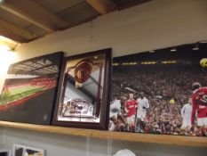 2 Manchester United canvas prints and a framed and glazed Manchester United mirror - COLLECT ONLY