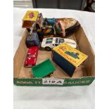 A cast iron Humpty Dumpty money box & a selection of die cast Matchbox, Corgi & Dinky
