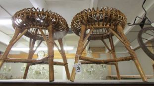 A pair of bamboo/cane stools. COLLECT ONLY