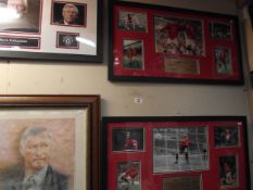 A selection of framed and glazed Manchester United prints, includes Sir Alex Ferguson with limited