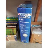 A boxed Wickes pedestal fan (appears unopened) COLLECT ONLY