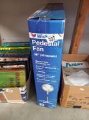 A boxed Wickes pedestal fan (appears unopened) COLLECT ONLY