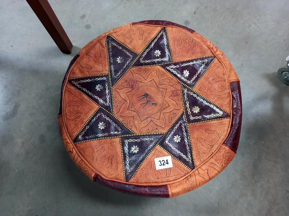 A leather pouffe COLLECT ONLY - Image 2 of 2