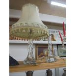 A pair of glass table lamps.