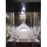 A ship's decanter and glasses. COLLECT ONLY.