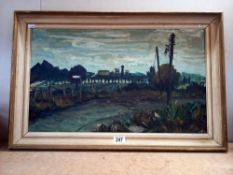 A Noel Brannan oil on board - Industrial landscape COLLECT ONLY