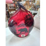 A Peggy Davis Bear Mountain flambe vase, limited edition No. 18/100. Height 31cm x width 24cm