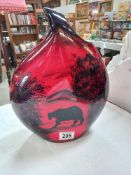 A Peggy Davis Bear Mountain flambe vase, limited edition No. 18/100. Height 31cm x width 24cm