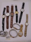 Ten wrist watches including Avia, Philip Mercer etc.,