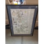 A framed map of Grantham, listing businesses of the period, 59cm x 42cm frame 55cm x 73cm COLLECT