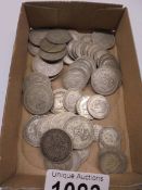 Approximately 14 ounces of silver coins, 6d, 1/- and 2/-.