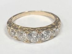 A diamond set Victorian five stone diamond ring, tests as 18ct, diamond weight 2.4 metric carats