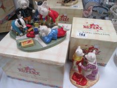 Two boxed Royal Doulton Rupert figures "Going Out Late' and "Ruperts Toy Railway"