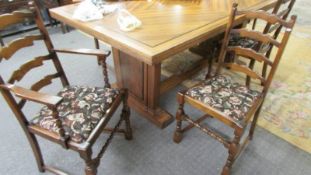 A set of six oak ladderback dining chairs. COLLECT ONLY.