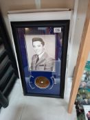Elvis Presley gold disc/with real single hair framed print, (new, taken out of box for photo)