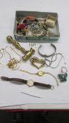 A mixed lot of costume jewellery, watches etc.,